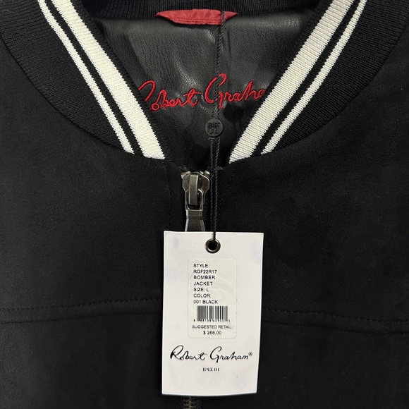 Robert Graham Faux Suede Men's Black Bomber Jacket RGF22R17 - Picture 2 of 8
